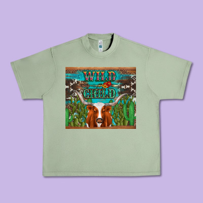 Whild Child Longhorn  Cactus Cowhide Urban Heavy Tee Designed By Artiststas
