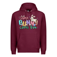 Burgundy some bunny loves you easter Premium Hoodie - MaliasSmallBusiness