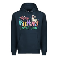 Navy some bunny loves you easter Premium Hoodie - MaliasSmallBusiness