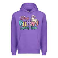 Purple some bunny loves you easter Premium Hoodie - MaliasSmallBusiness