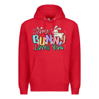 Red some bunny loves you easter Premium Hoodie - MaliasSmallBusiness