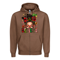 Chestnut christmas believe afro messy bun Zipper Hoodie - texasbilliewilder