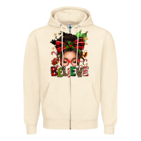 Sandshell christmas believe afro messy bun Zipper Hoodie - texasbilliewilder