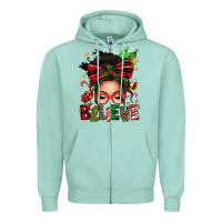 Seafoam christmas believe afro messy bun Zipper Hoodie - texasbilliewilder