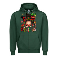 Sports Green christmas believe afro messy bun Zipper Hoodie - texasbilliewilder