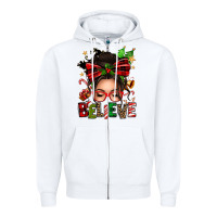 White christmas believe afro messy bun Zipper Hoodie - texasbilliewilder