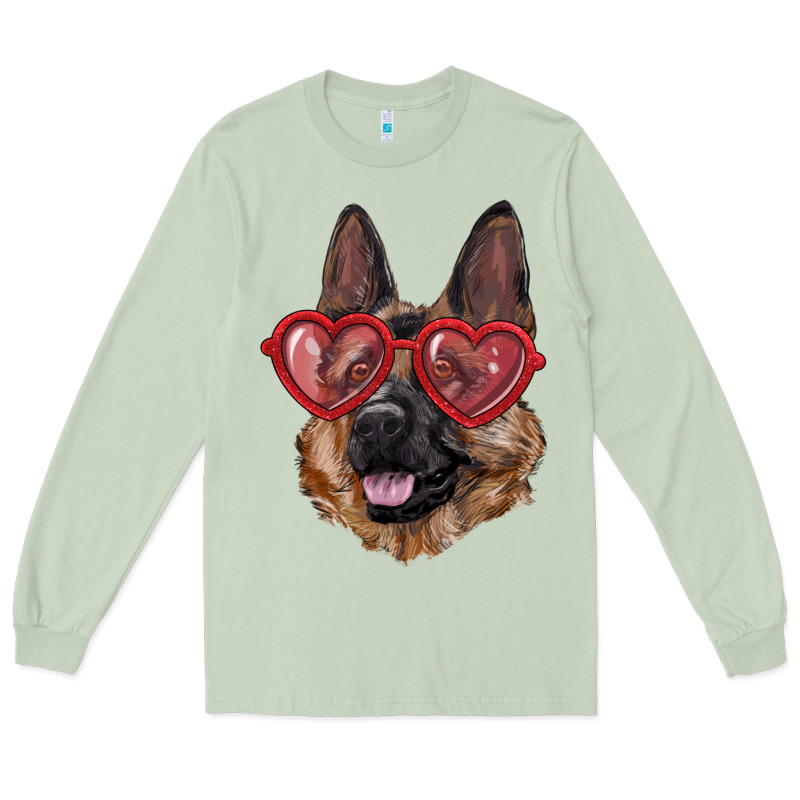 German Shepherd With Love Glasses Long Sleeve Tee by RanaPortraitStore | Teevron
