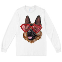 White german shepherd with love glasses Long Sleeve Tee - RanaPortraitStore