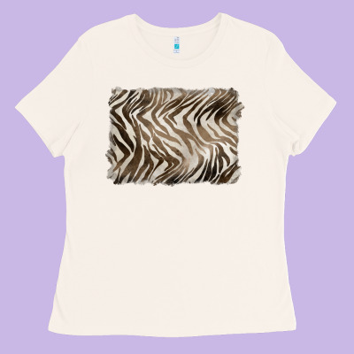 Brown Zebra Pattern Background Ladies Tee Designed By Barkaloodesign