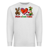 Oatmeal Heather peace love wine Premium Sweatshirt - AdoDesignShop