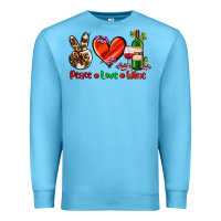 Ocean Blue peace love wine Premium Sweatshirt - AdoDesignShop