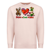 Pale Pink peace love wine Premium Sweatshirt - AdoDesignShop