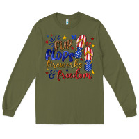 Army Green flip flops fireworks and freedom Long Sleeve Tee - texasbilliewilder