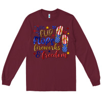 Burgundy flip flops fireworks and freedom Long Sleeve Tee - texasbilliewilder