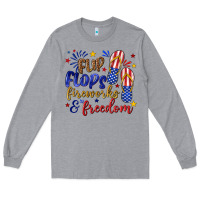 Heather Grey flip flops fireworks and freedom Long Sleeve Tee - texasbilliewilder