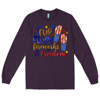 Plum flip flops fireworks and freedom Long Sleeve Tee - texasbilliewilder