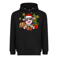 Black little cute christmas cow Heavyweight Hoodie - AdoDesignShop