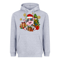 Heather Grey little cute christmas cow Heavyweight Hoodie - AdoDesignShop