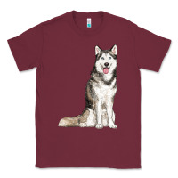 Burgundy husky Classic Tee - RanaPortraitStore