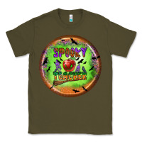 Army Green Spooky Teacher Classic Tee - BundleAndBundleShop