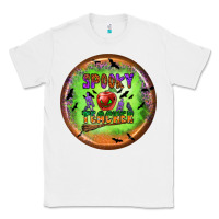 White Spooky Teacher Classic Tee - BundleAndBundleShop