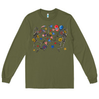 Army Green fourth of july dancing skeleton Long Sleeve Tee - texasbilliewilder