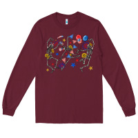 Burgundy fourth of july dancing skeleton Long Sleeve Tee - texasbilliewilder