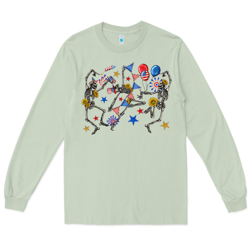 Fourth Of July Dancing Skeleton Long Sleeve Tee by texasbilliewilder | Teevron
