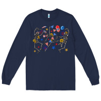 Navy fourth of july dancing skeleton Long Sleeve Tee - texasbilliewilder