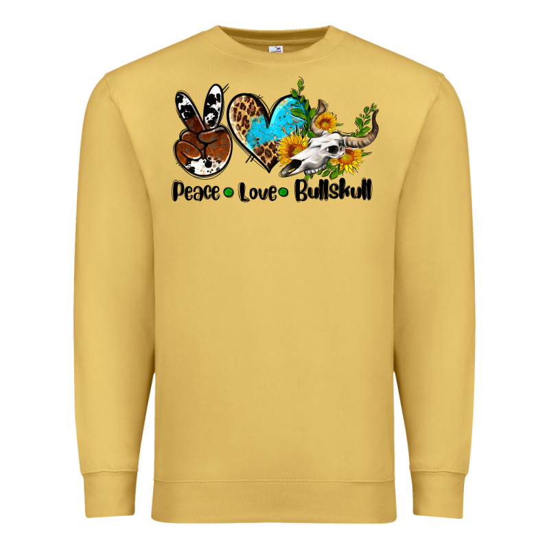 Peace Love  Bullskull Premium Sweatshirt by AdoDesignShop | Teevron