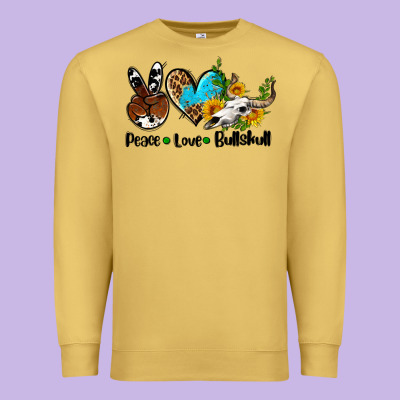 Peace Love  Bullskull Premium Sweatshirt Designed By Adodesignshop