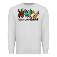 Dove Grey peace love  bullskull Premium Sweatshirt - AdoDesignShop