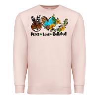 Pale Pink peace love  bullskull Premium Sweatshirt - AdoDesignShop