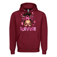 Burgundy breast cancer survivor afro messy bun Zipper Hoodie - texasbilliewilder