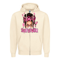 Sandshell breast cancer survivor afro messy bun Zipper Hoodie - texasbilliewilder