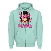 Seafoam breast cancer survivor afro messy bun Zipper Hoodie - texasbilliewilder