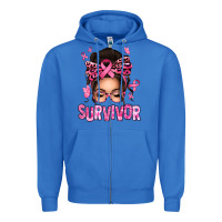 True Royal breast cancer survivor afro messy bun Zipper Hoodie - texasbilliewilder