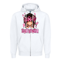 White breast cancer survivor afro messy bun Zipper Hoodie - texasbilliewilder