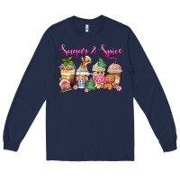 Navy sugar and spice pink gingerbread coffee cups Long Sleeve Tee - Zillion Design Studio