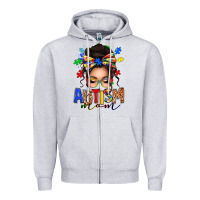 Heather Grey autism mom afro messy bun Zipper Hoodie - texasbilliewilder