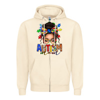 Sandshell autism mom afro messy bun Zipper Hoodie - texasbilliewilder