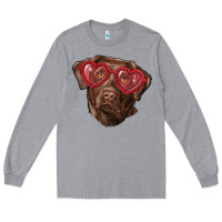 Heather Grey labrador retriever with love glass Long Sleeve Tee - RanaPortraitStore