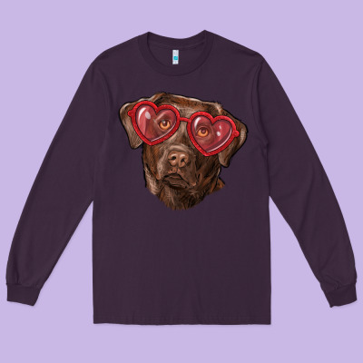 Long Sleeve Tee labrador retriever with love glass
