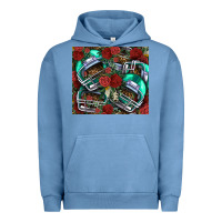 Pigment Pebble Blue floral american football  helmet Urban Hoodie - NancyCooperArtShop