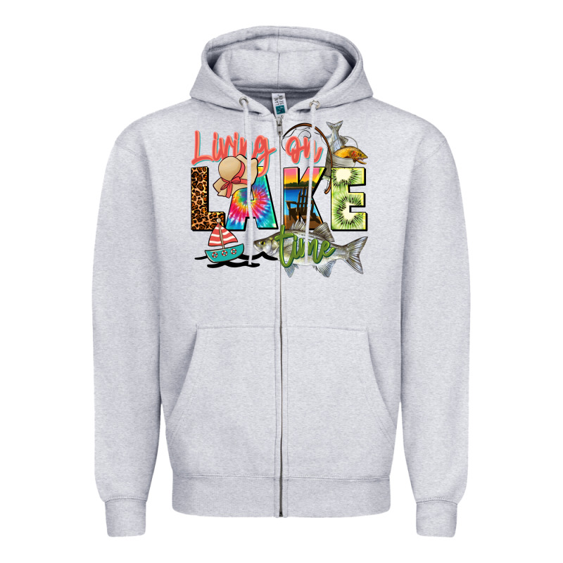 Living On Lake Time Zipper Hoodie by Zillion Design Studio | Teevron