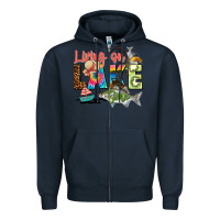 Navy living on lake time Zipper Hoodie - Zillion Design Studio