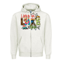 Oatmeal Heather living on lake time Zipper Hoodie - Zillion Design Studio