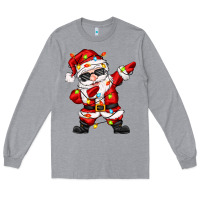 Heather Grey dabbing santa with christmas lights Long Sleeve Tee - Zillion Design Studio