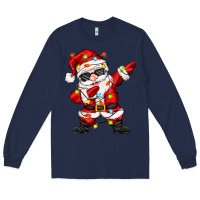 Navy dabbing santa with christmas lights Long Sleeve Tee - Zillion Design Studio