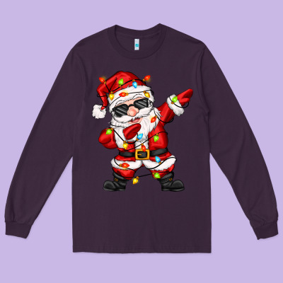 Dabbing Santa With Christmas Lights Long Sleeve Tee Designed By Zillion Design Studio